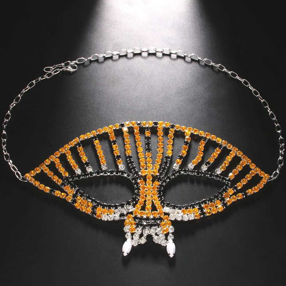 Stonefans Rhinestone Mask Masquerade for Men Sexys Cosplay Halloween Accessories Decoration Luxury Crystal Face Chain JewelryW251029