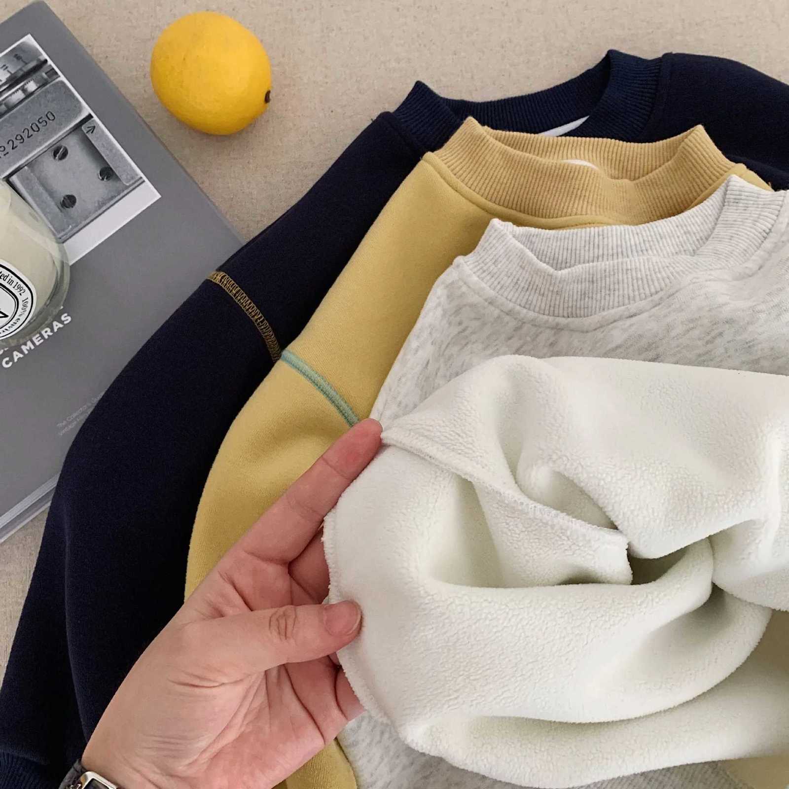 Children Clothes Kids Hoodie Winter Sweatshirt 2025 New Korean Style Boys and Girls Letter Pullovers Fleece Kids Casual TopT251030