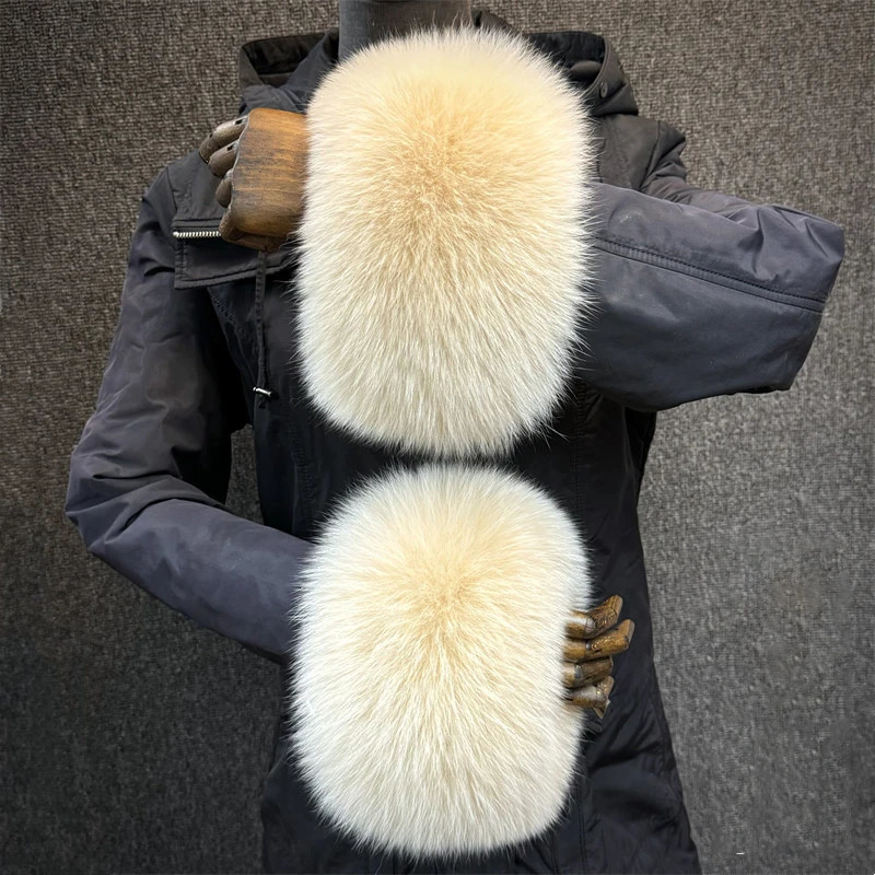 Real Fox Fur Cuffs Arm Warmer Women Bracelet Natural Fur Wristband Warmer Cuff Clothing Accesories Winter Coat Downcoat Gloves 251028