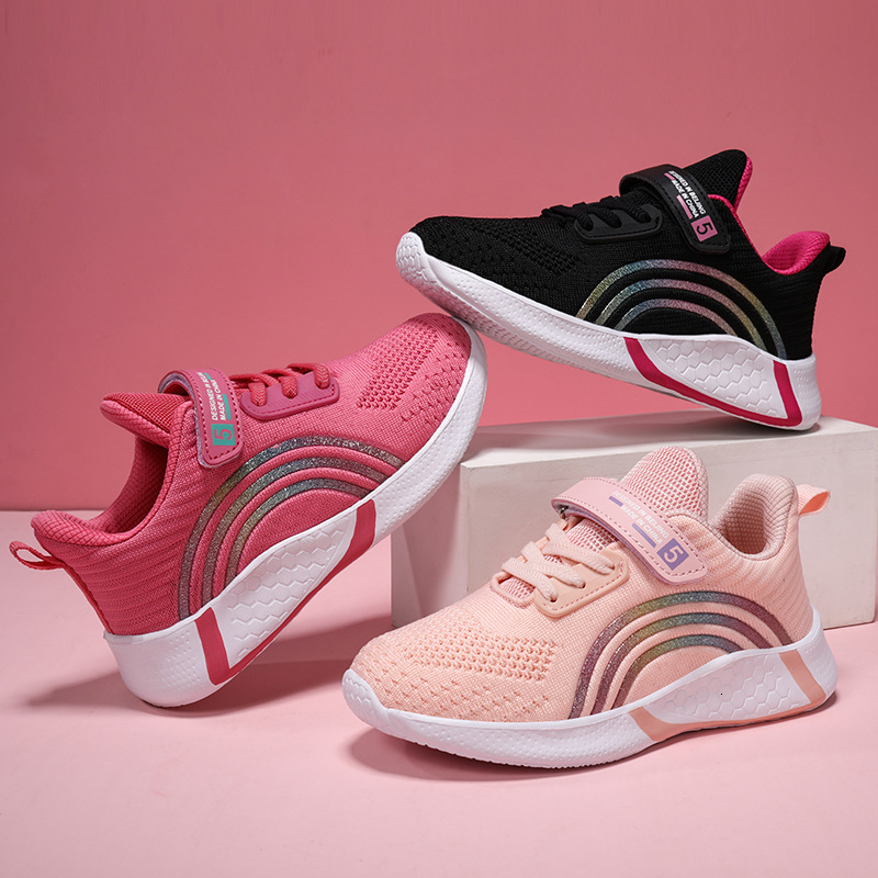 Children's designer shoes, lightweight and breathable sports shoes, spring girls' low cut mesh shoes, casual running shoes