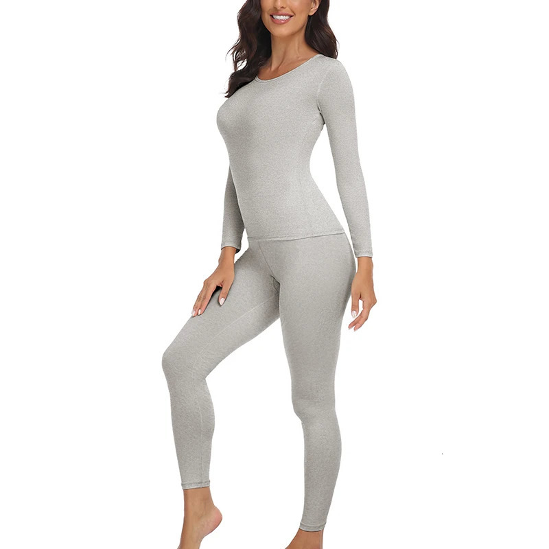 Thermal Underwear Set for Women Long Johns Base Layer Fleece Lined Soft Top Bottom 2 Pieces Set 251030