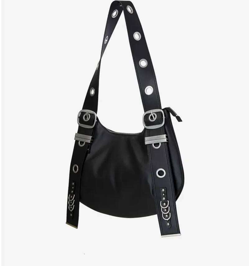 Belt Buckle Women Designer Handbag And Purses PU Rivet Multiple Pockets Y2k Large Capacity Shoulder Bags Big Totes