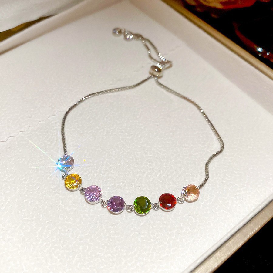 Bracelet for women Luxurious diamond studded colored zircon bracelet fashionable niche high-end feel bracelet Christmas gift free shipping Designer br