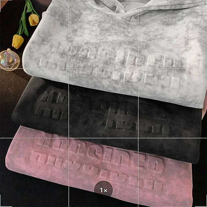 Tie-Dye Hoodies Hipster Street Distressed Pullover Emed Letter Design Loose Fit Hooded Sweatshirt Men Women Hoodie