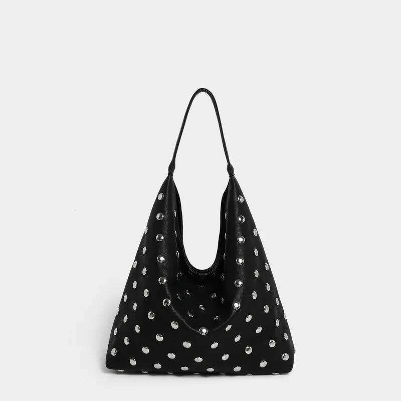 Fashion Hollow Rivet Large Capacity Tote Bag Hobos Women Handbags Soft Pu Leather Shoulder Bags Trend Big Shopper Purses