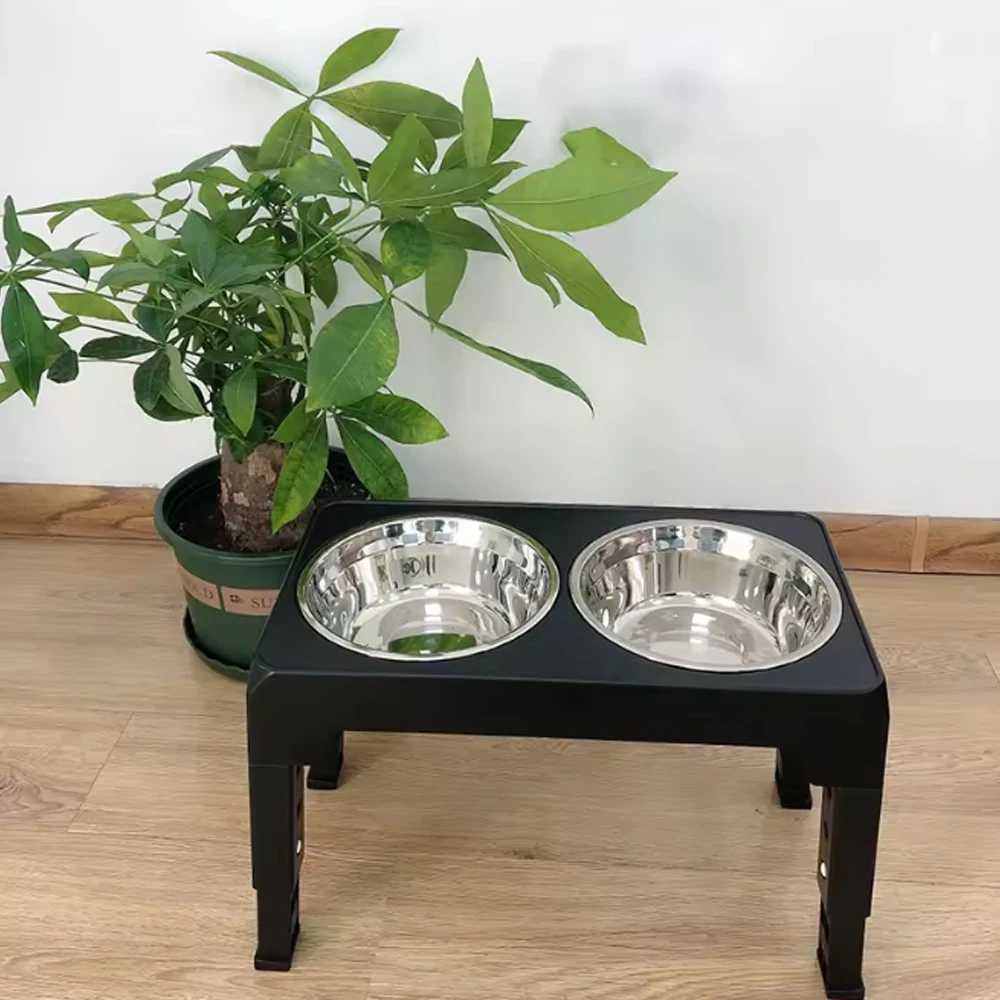 Elevated Dog Feeder Bowls Adjustable Raised Stand with Double Stainless Steel Food Water Bowls Small Medium Large Dogs J251113