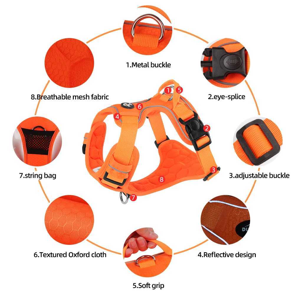 No Pull Dog Harness Pet Reflective Nylon Adjustable Medium Large Naughty Dog Vest Safety Vehicular Lead Walking Running J251129