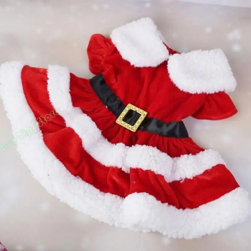 G5AB Winter Autumn Cosplay Santa Pet Dress Pet Skirt Christmas Party Dress for Pet 251029