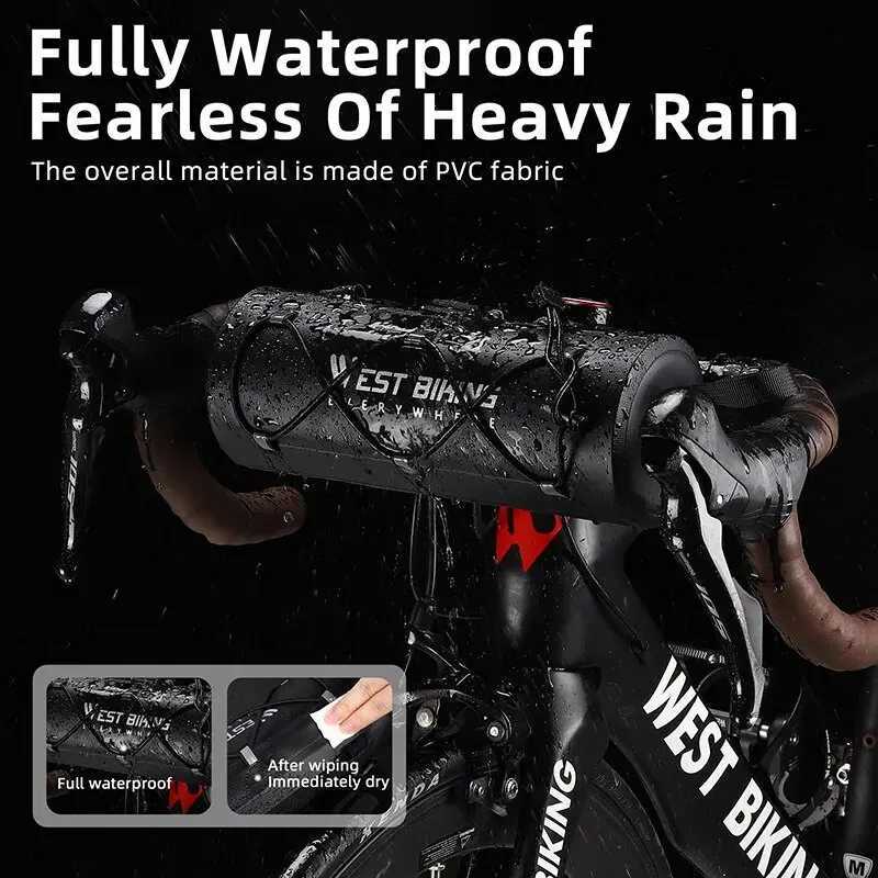 WEST BIKING Bicycle Handlebar Bag 2L Multifunctional Waterproof Bike Front Bag Cycling Handbag Shoulder Bag Bike Accessories H251029
