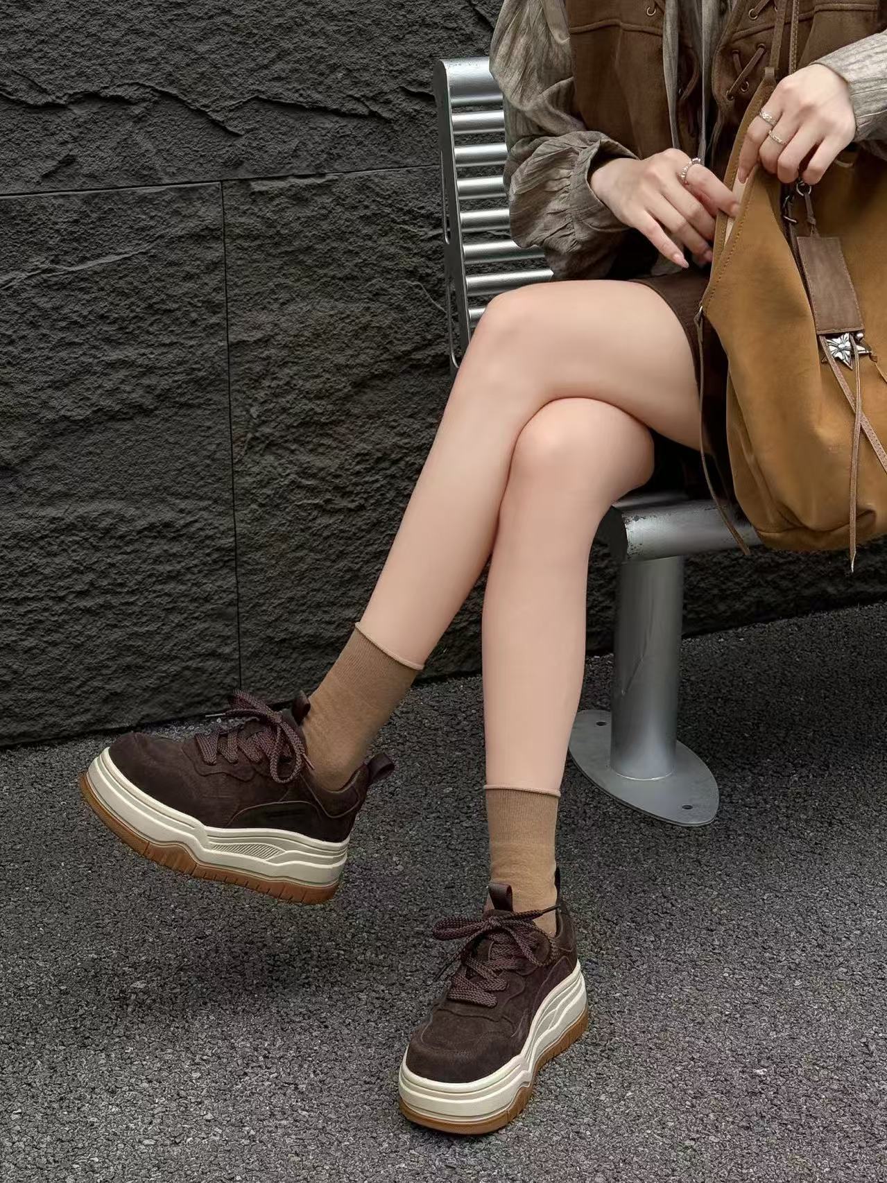 6cm matte leather muffin platform shoes women's autumn new versatile casual shoe trend