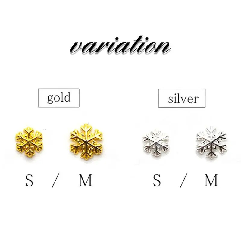 100pcs Christmas Gold Silver Alloy Snowflake Rivets Studs Metal Manicure Nail Art Accessories DIY Nail Decorations Nail Charms 251027