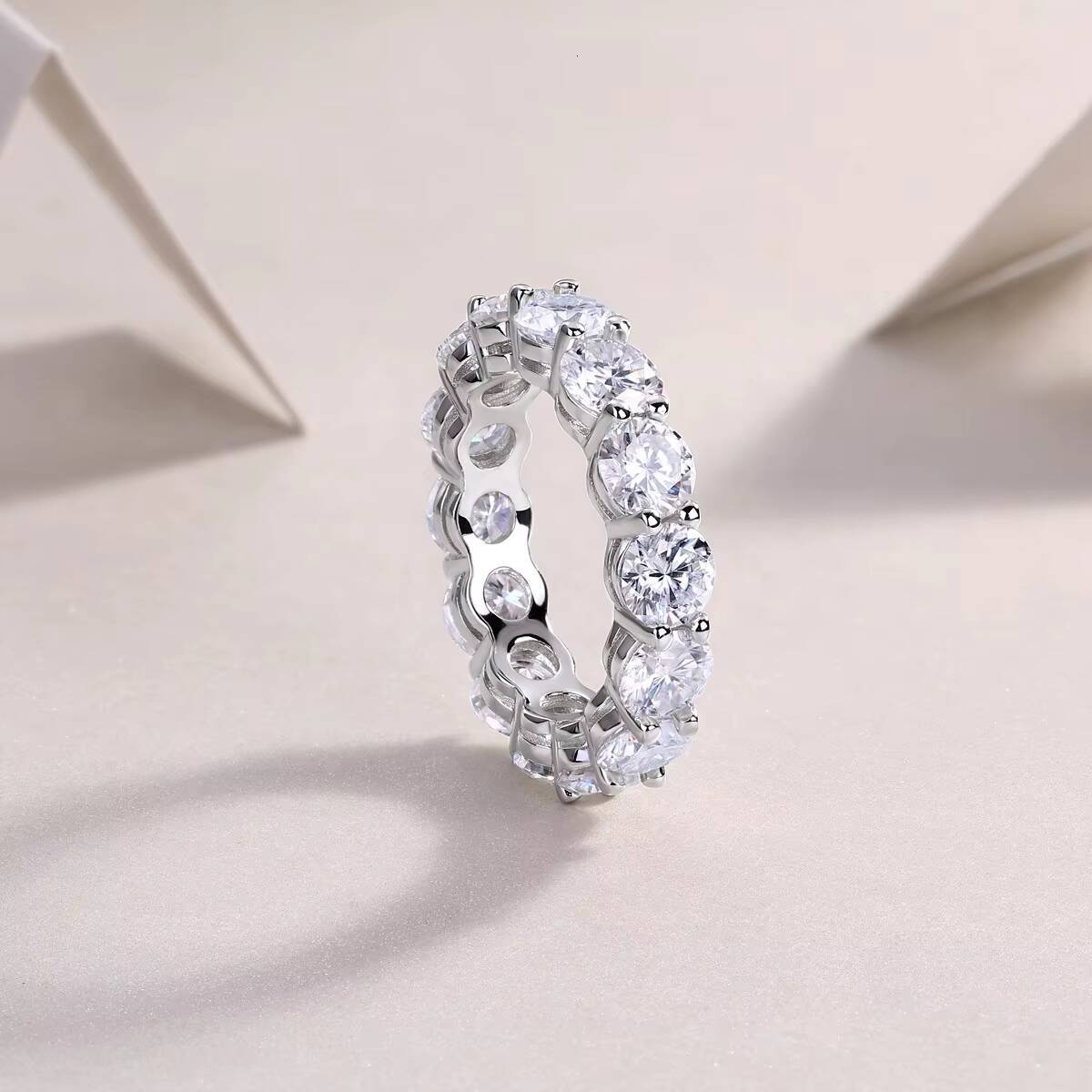 D Color Promise Eternity Band 65CT Moissanite Ring 925 Sterling Silver White Gold Plated Fine Jewelry for Weddings