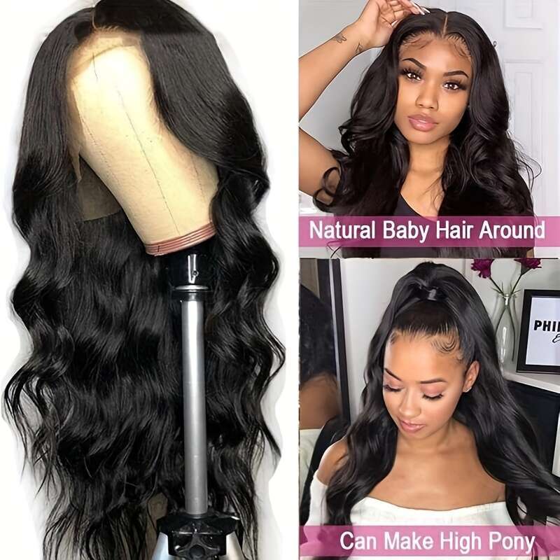 TIMOPOL Women's Body Wave Human Wig, HD Transparent 13X4 Lace Front Length 20-32 Inches Brazilian Hair Wig