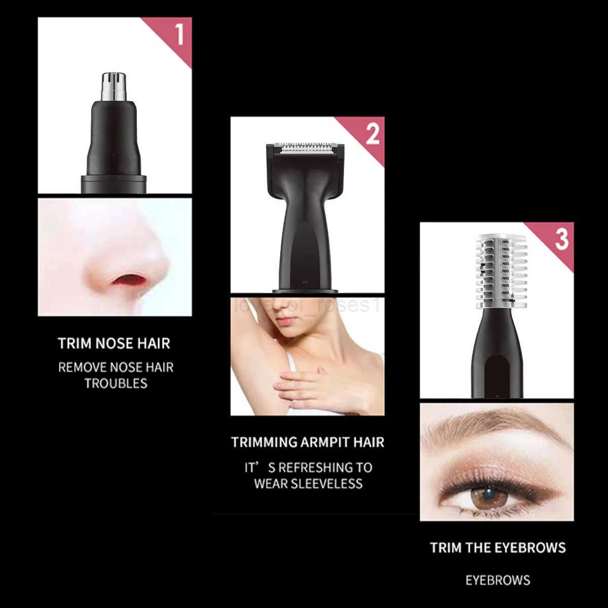 3 in 1 Electric Nose Ear Hair Trimmer Painless Rechargeable Eyebrow Beard Hair Clipper Shaver Nose Hair Trimmer Z251030