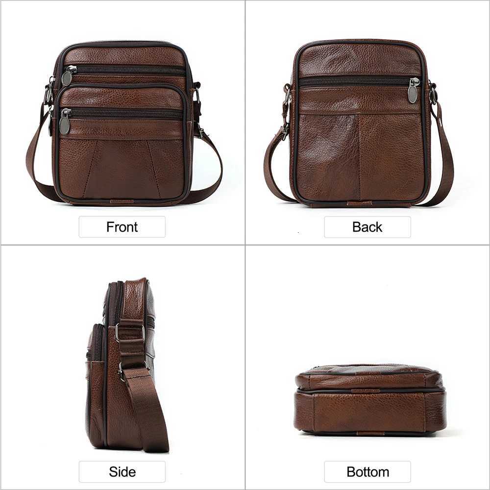 2024 New Casual Vintage Brown Black Coffee Cowhide Genuine Leather Shoder Mini Wen Men Messenger Bag for Phe Purse M6033 Y251011