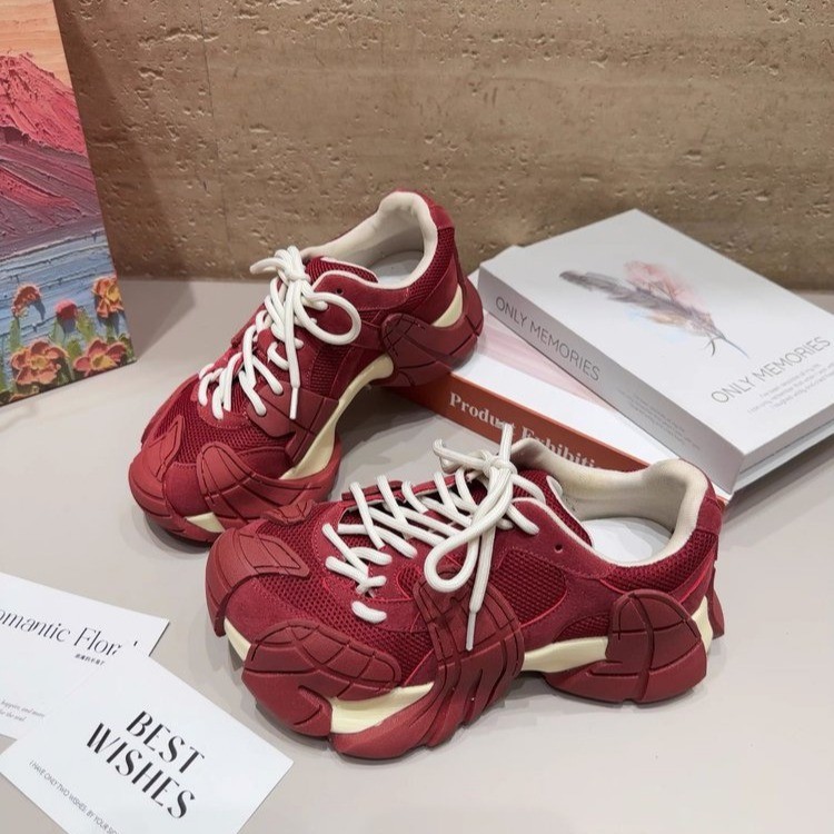 European Station Personalized Octopus Daddy Shoes Women's Autumn New Leather Tide Mesh Thick-soled Casual Sneakers2025