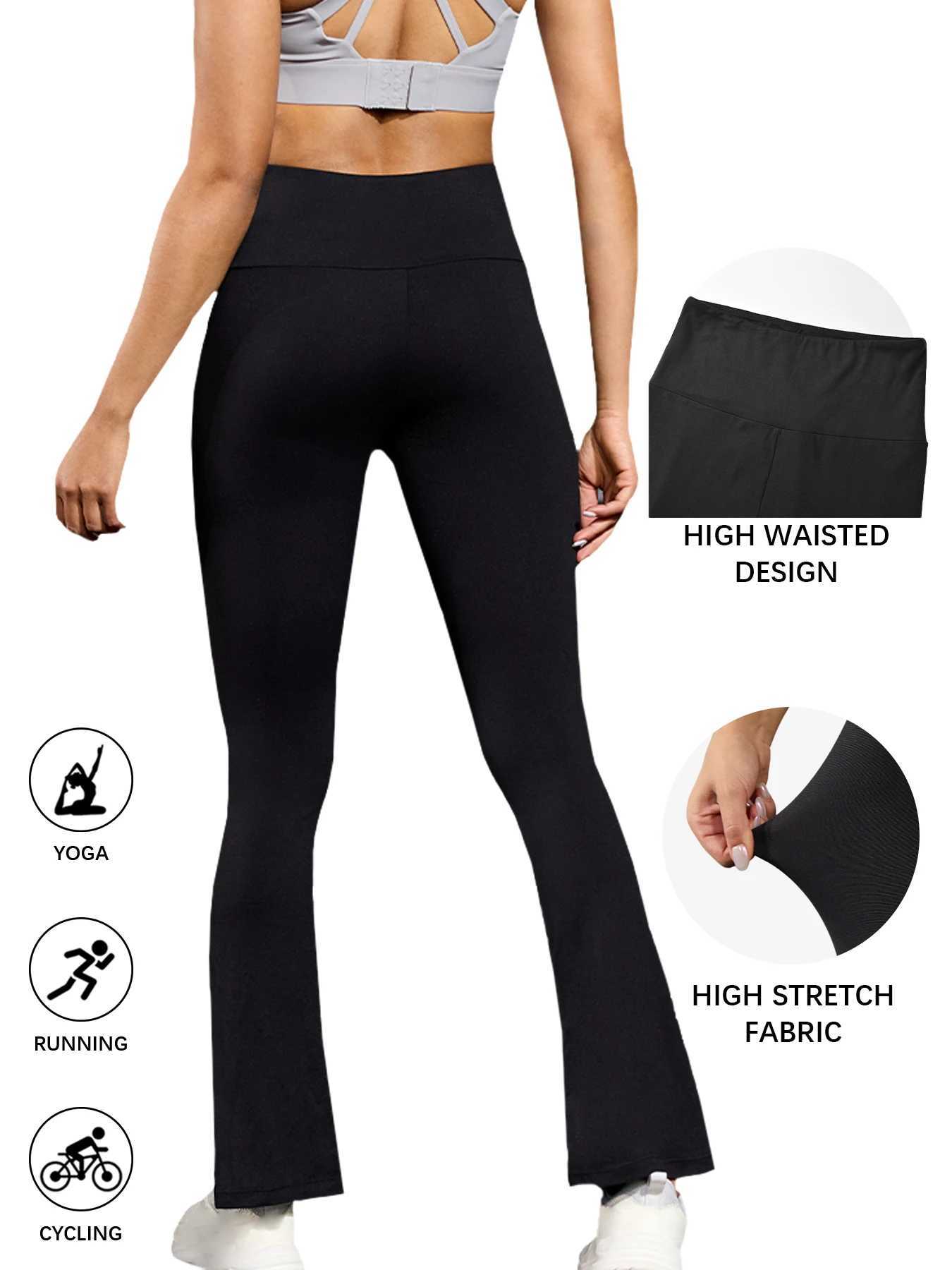 Womens highwaisted yoga flare pants with bootcut design for pilates and casual wear Soft stretchy fabric for comfort J251030