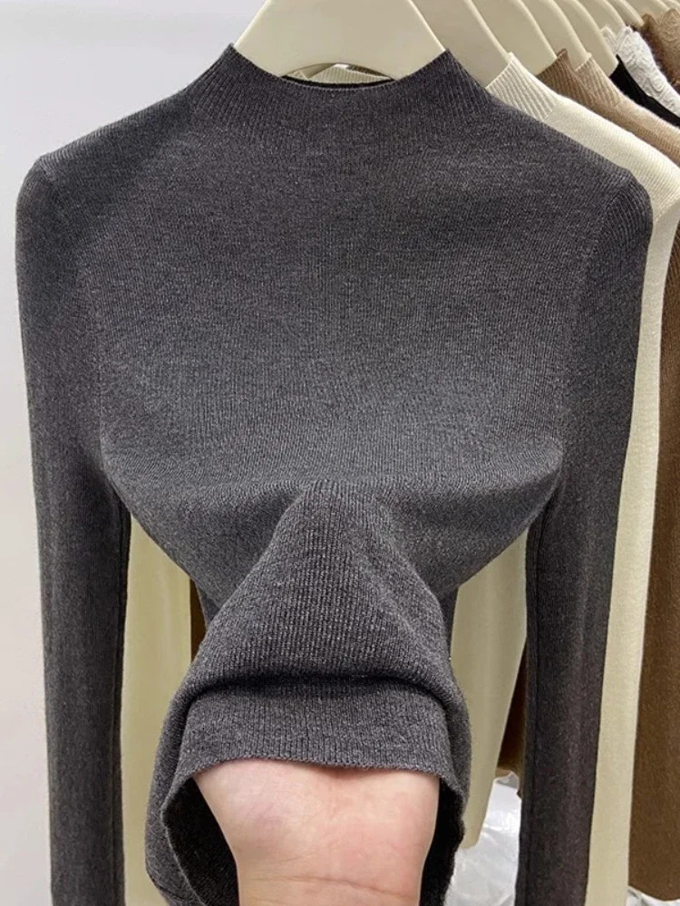 Women Solid Slim Pullover Autumn Winter Turtleneck Sweater Warm Casual Jumpers Korean Fashion Knitwear Base Layer Tops 251029