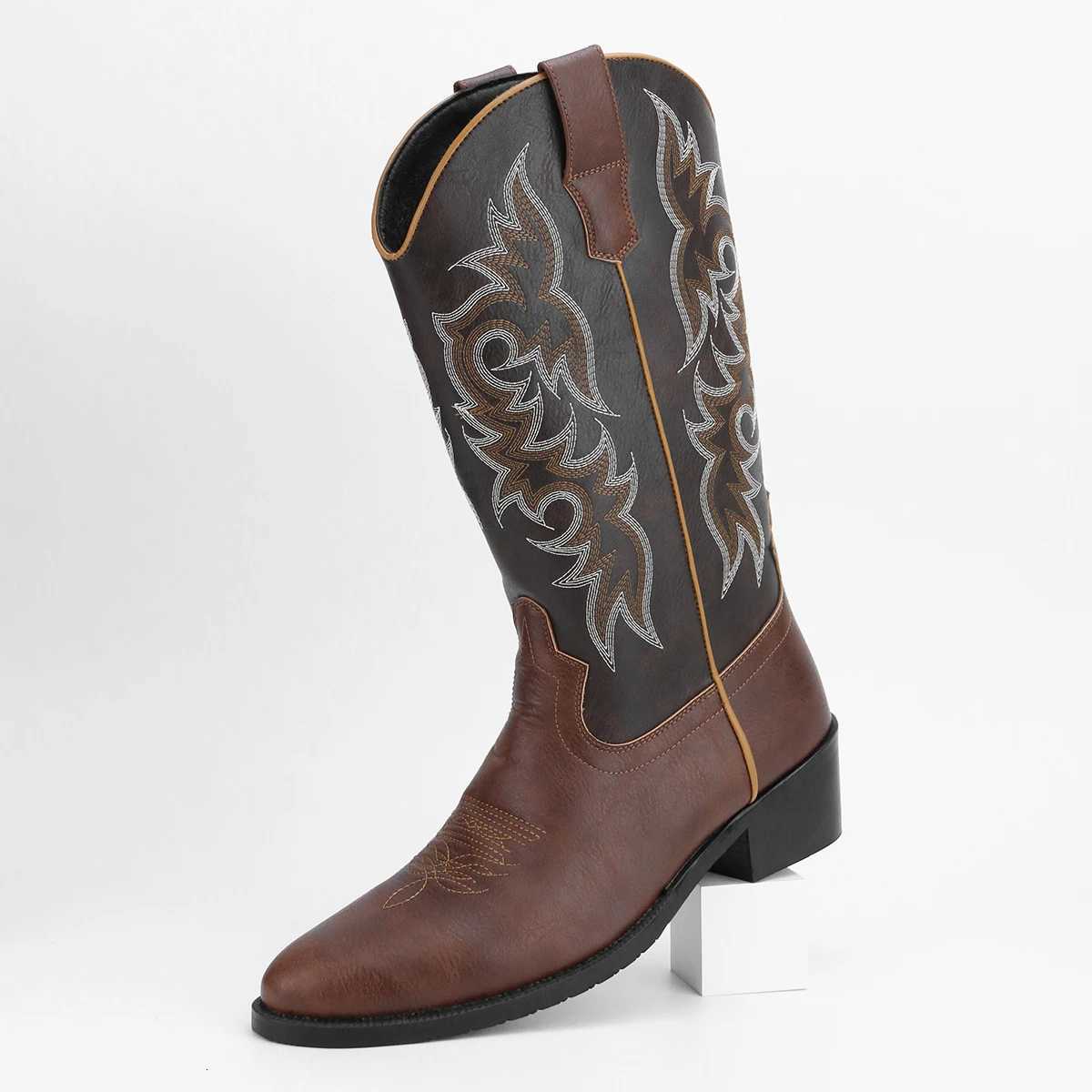 Mens Fashion Embroidered Desert Cowboy Boots Z251029