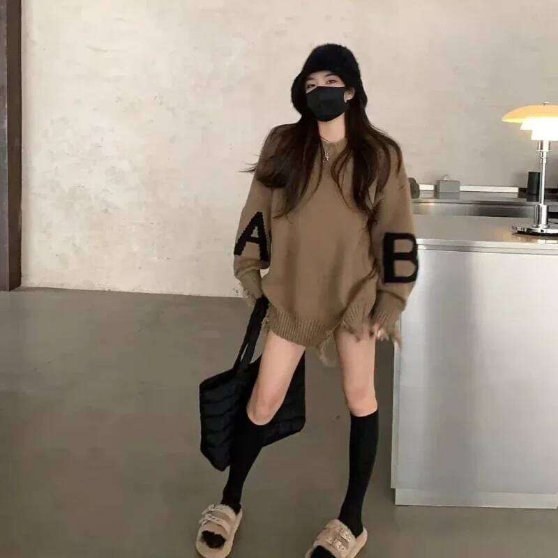 Winter Ladies Pullovers Round O Neck Korean Style Women's Knit Sweater Aesthetic Sale All Cheap Jumper Original Fashion Hot