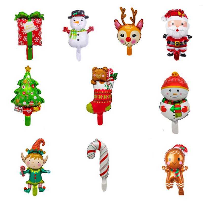 10pcs Mini Christmas Foil Balloons Santa Claus Snowman Elk Balloon Kids Birthday Christmas Decoration Navidad New Year Supplies C251030