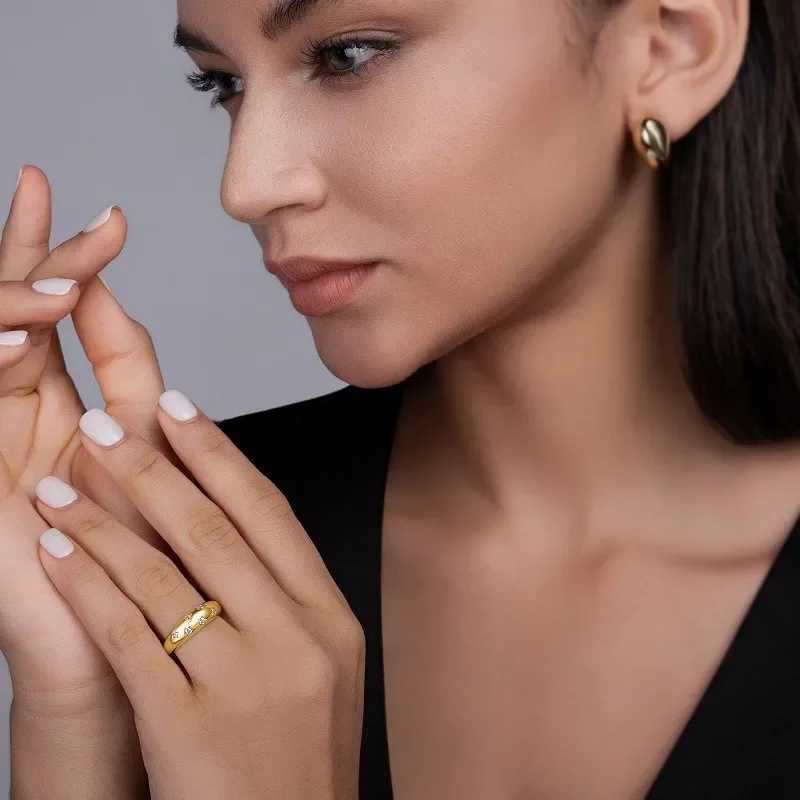 S925 Silver Gold Plated Ring Moissanite Ladies Wedding Engagement Fine JewelryW251030