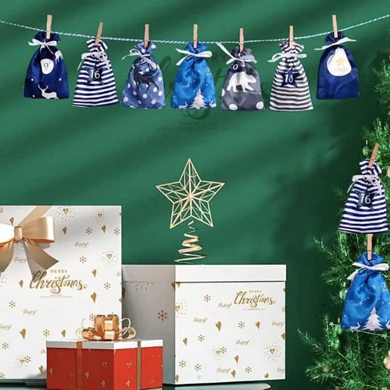 Advent Calendar Gift Bag Set 24pcsset DIY Christmas Advent Calendar Santa Claus Christmas Doll Merry Christmas Navidad kid Gift C251030