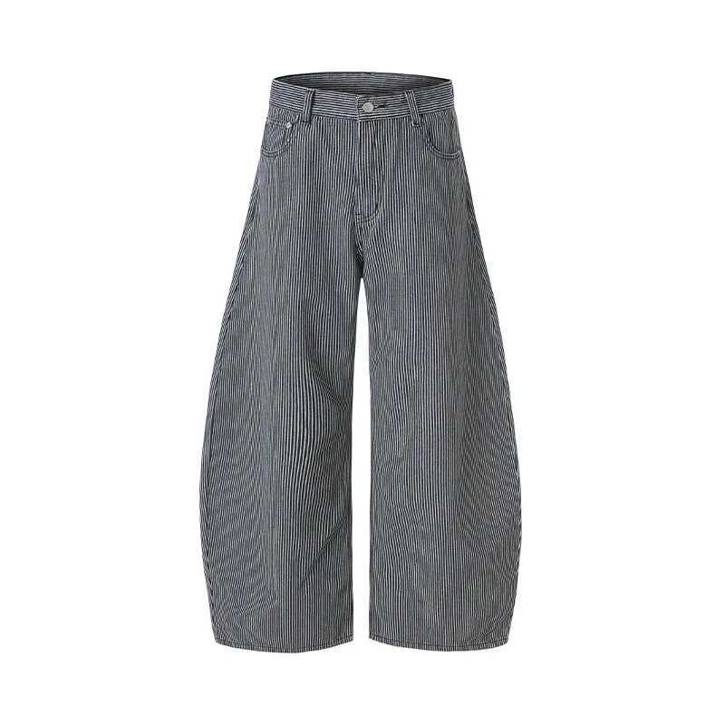 Autumn American Retro College Style Mens Striped Jeans Fashionable Loose Scimitar Wideleg Pants Neutral Couple Baggy Trousers J251030