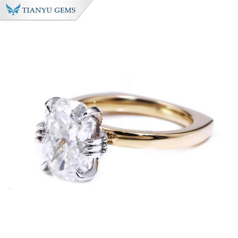 Tianyu 10K 14K 18K Gold Jewelry Customized Octagon Crushed Ice Cut D VVS Moissanite Diamond Engagement Rings