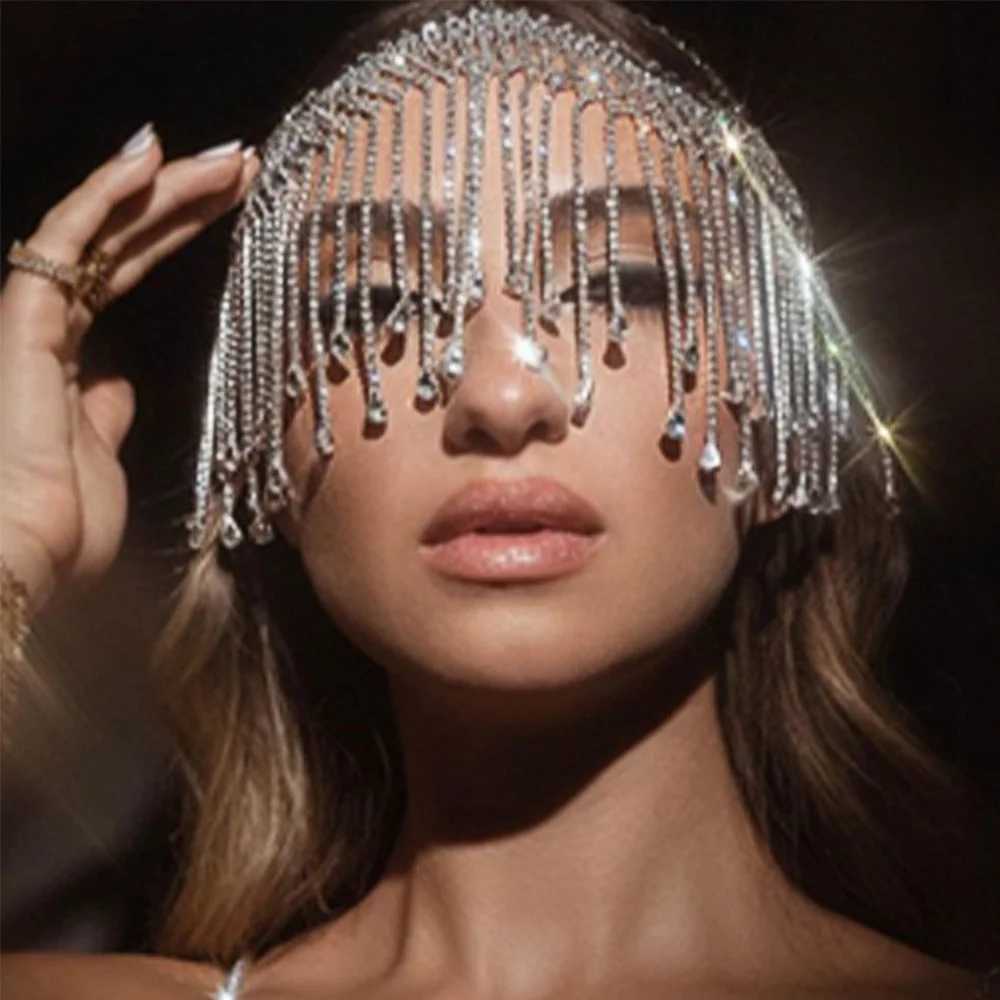 Stonefans Boho Rhinestone Long Tassel headband Chain Jewelry for Women Water Drop Pendant Crystal Mask Hat Accessories GiftW251029