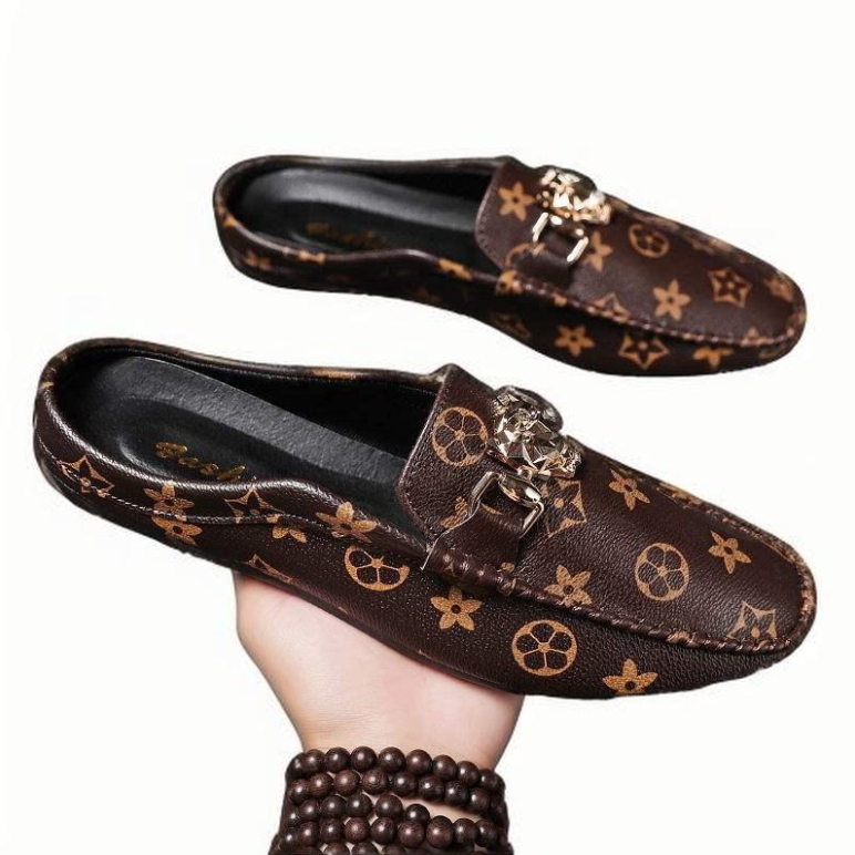 Designers new backless casual shoes for men wearing casual shoes with one foot kick toe cover half drag men 39-44