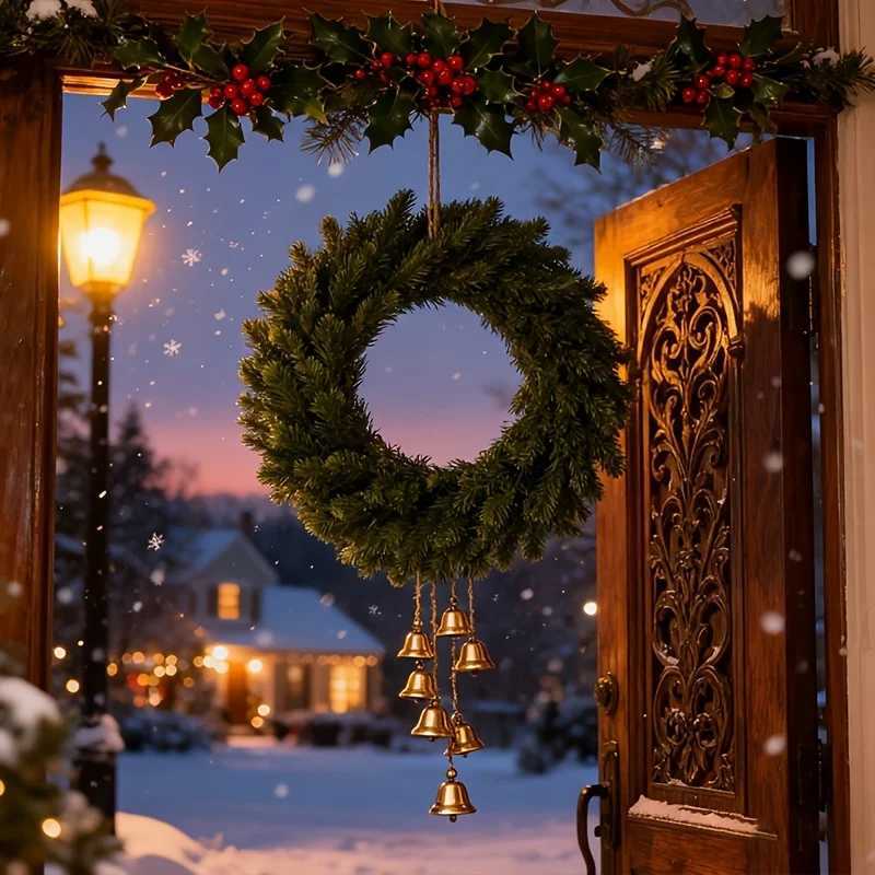 1pc Artificial Christmas Wreath Durable Plastic Xmas Decor Wedding Holiday Dcor Christmas Wreaths For Front Door C251030