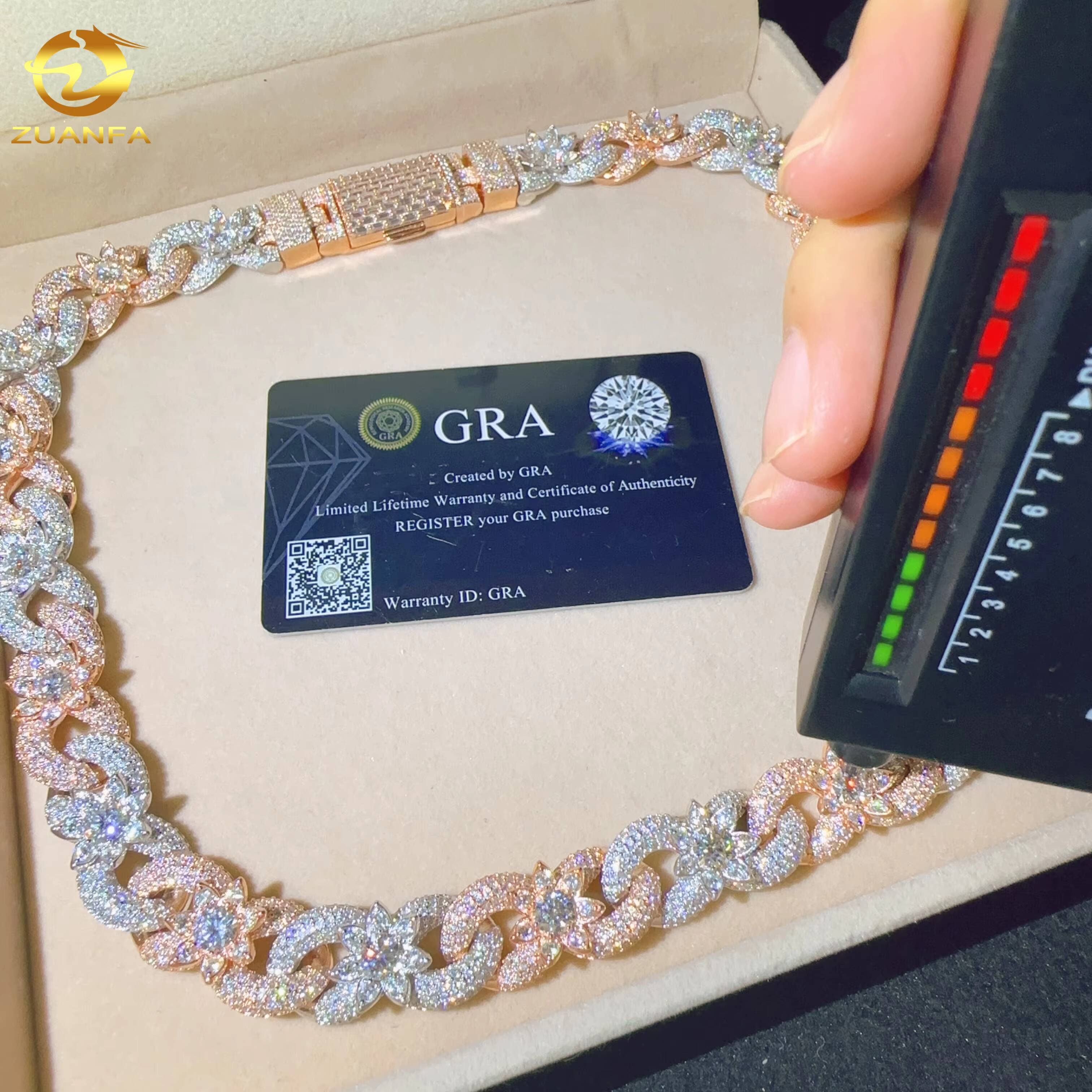 Pass the Diamond Tester D Color VVS Moissanite Diamond Sterling Silver 925 Cuban Link Chain Moissanite Cuban Link Necklace