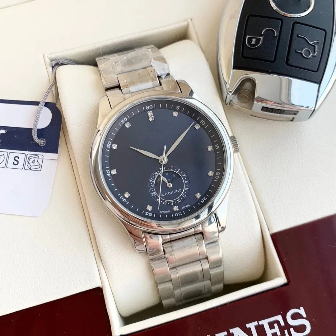 U1 Top-grade AAA Mens Lunar Phase Watch Famous Leisure Watchmaker Multifunctional Automatic Mechanical Movement Leather Stainless Steel Strap Wristwat