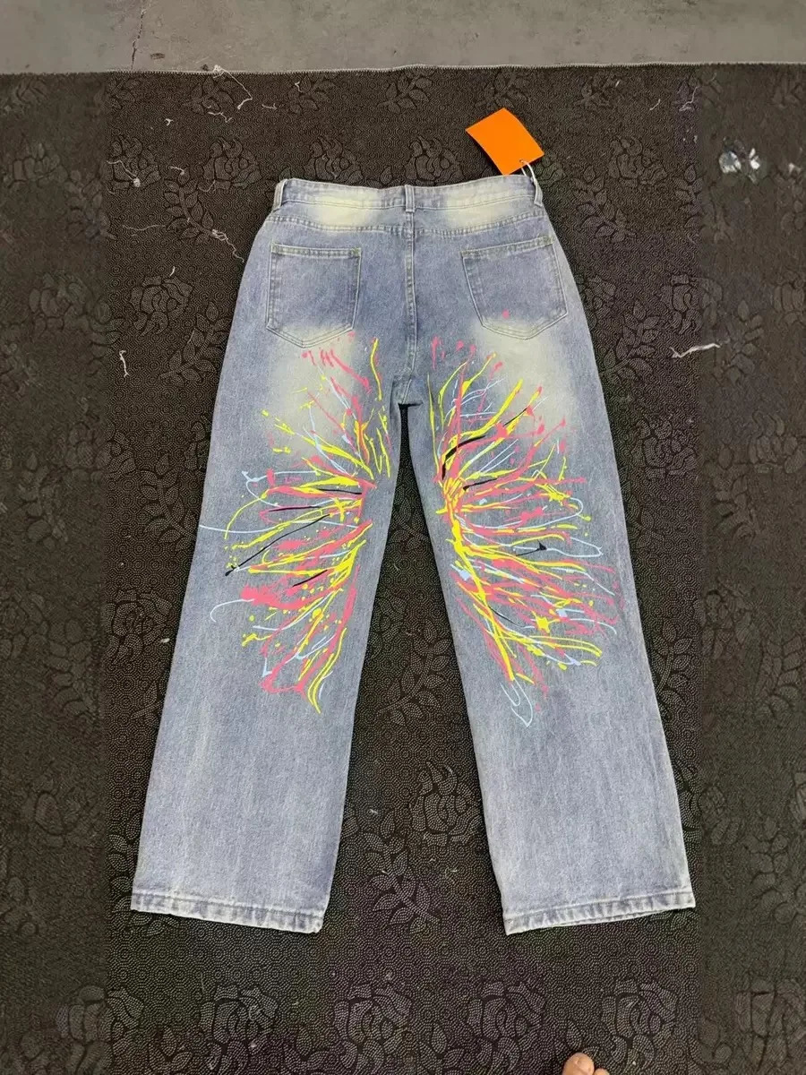 Y2K Relaxed WideLeg Jeans Buddha Embroidery Street Style Denim HarajukuInspired HighWaisted StraightLeg Printed Jeans 251029