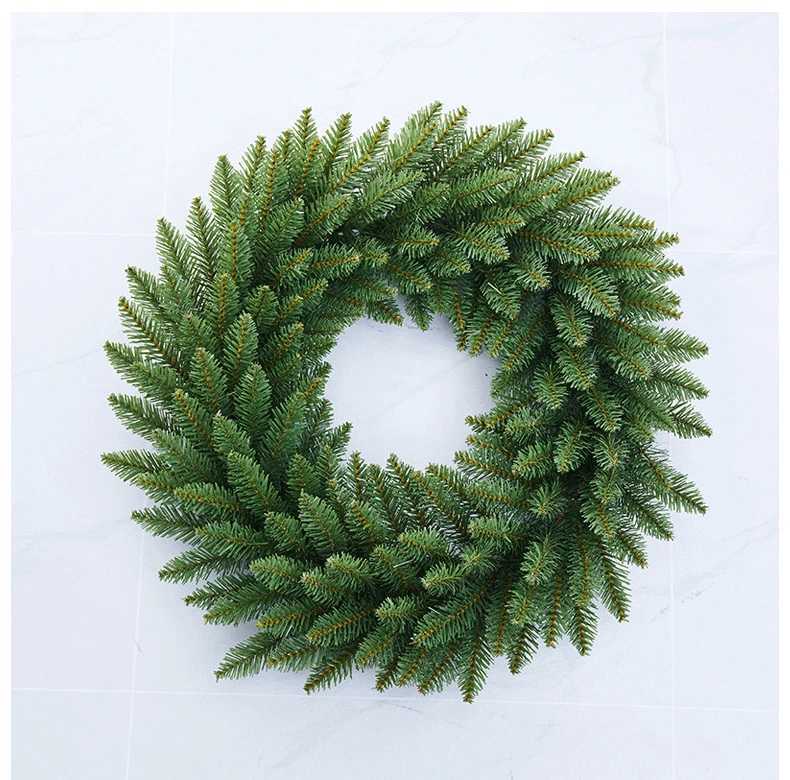 304050cm Christmas Green Pine Needle Wreath Front Door Xmas Garland Hanging Ornament Navidad New Year Home Windown Decor C251030