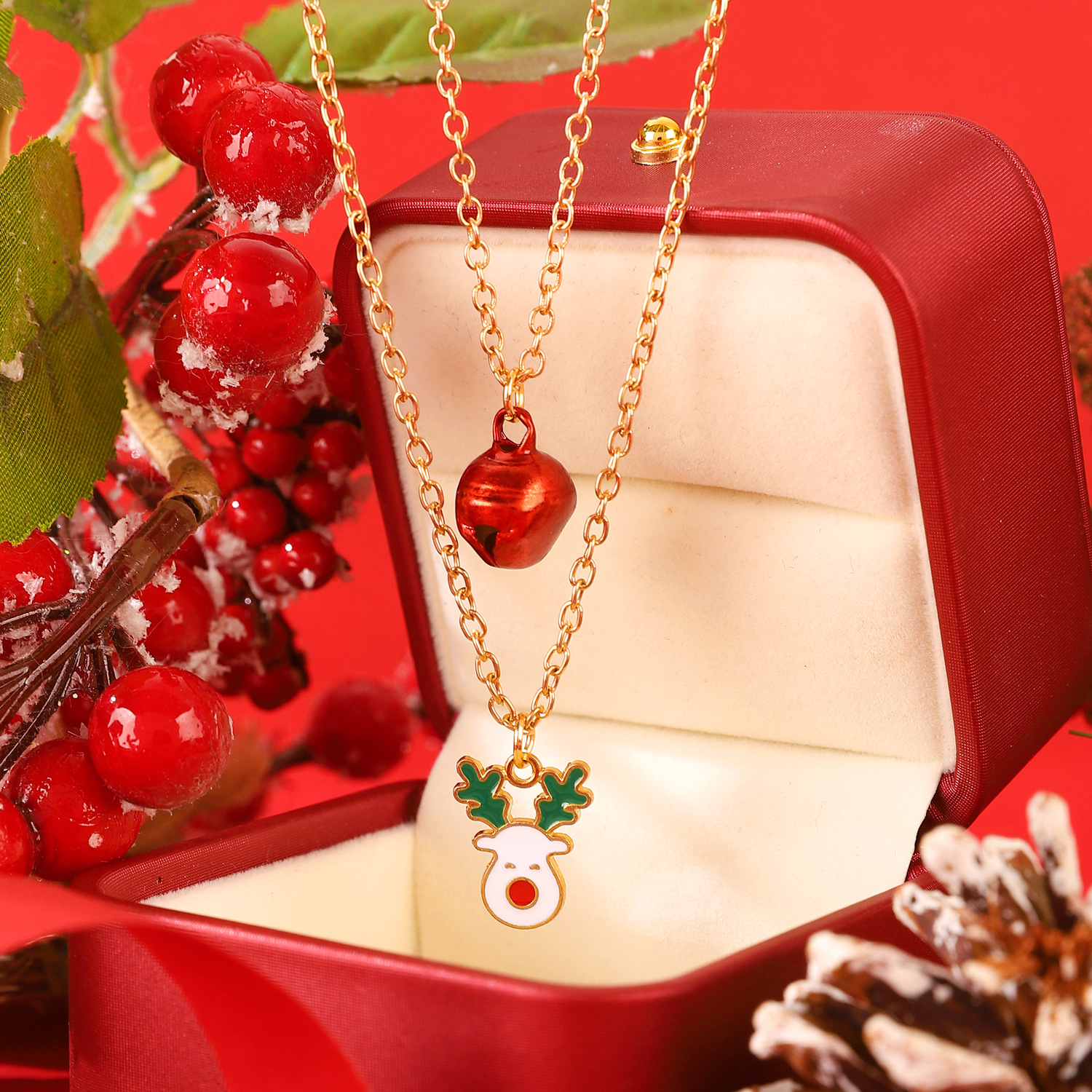 Sophisticated Silver-Toned Elk Bell Pendant Necklace - A Statement Piece for Any Formal Event