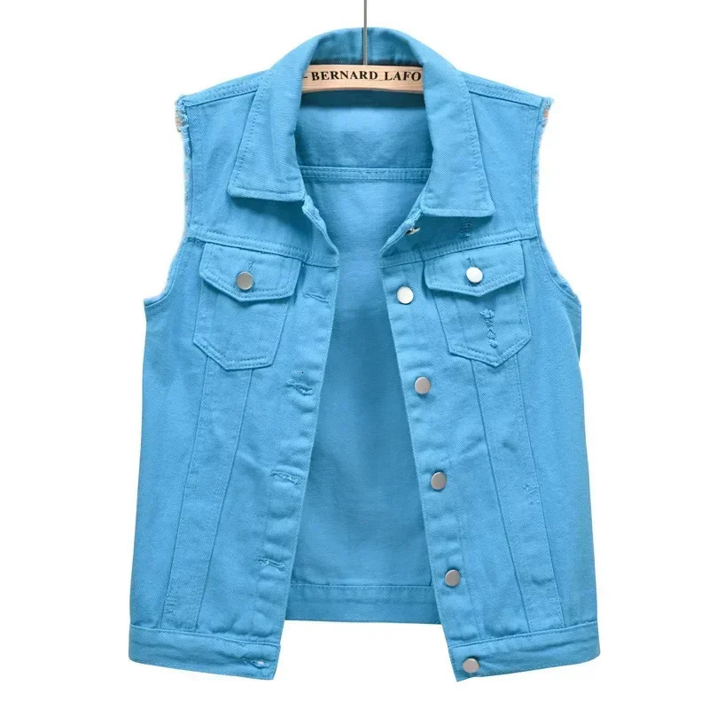 Coats Fashion Clothes Casual Vintage Elegant Sleeveless Denim Vest for Women Jacket Spring Streetwear Clothing Autumn 251027