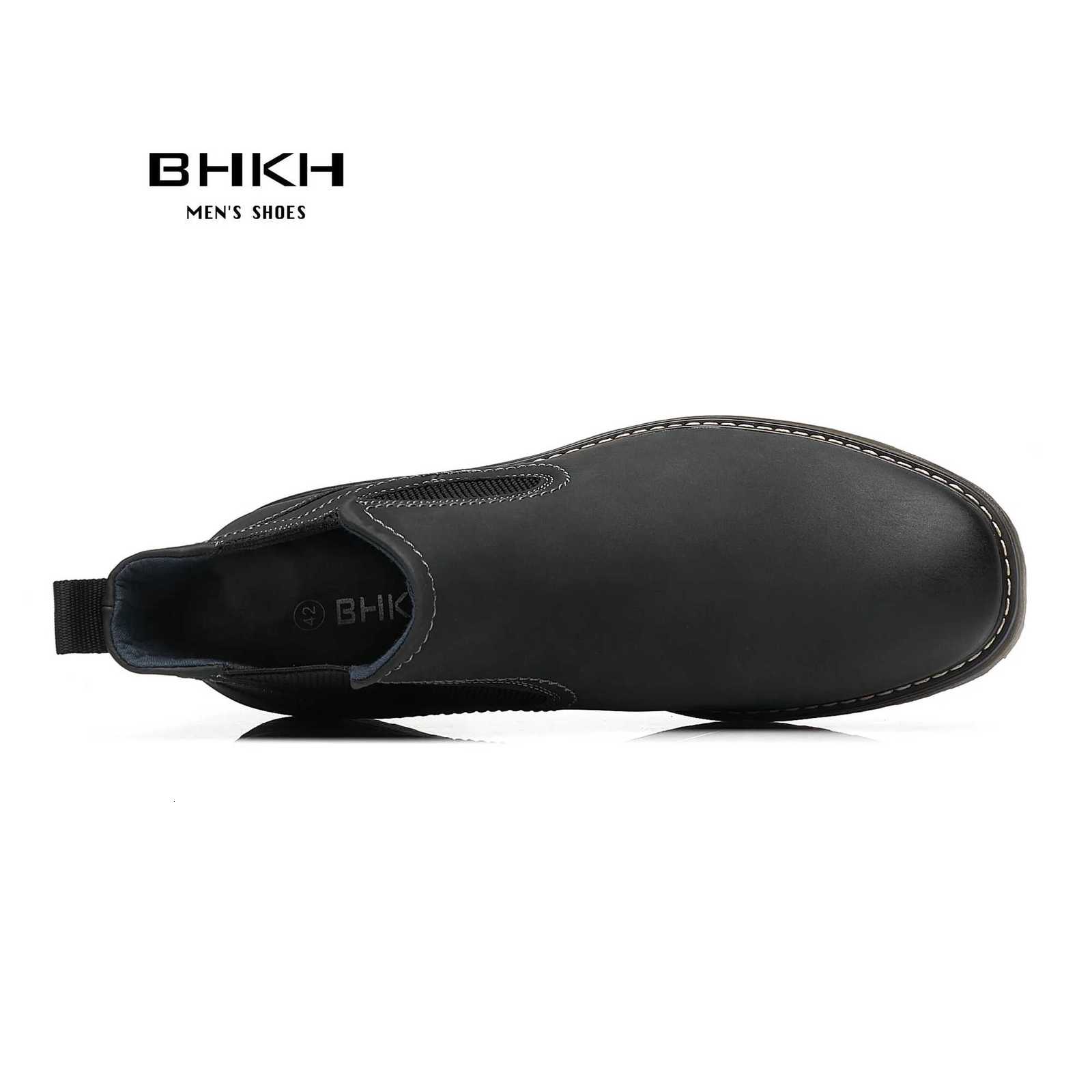 BHKH 2025 Men Chelsea Boots New Winter Men Boots Soft Leather Elastic Strap Ankle Boots Smart Formal Business Casual Man Shoes Z251029