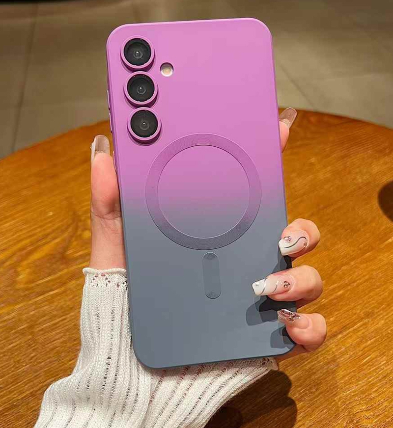 S26 Ultra Magnetic Wireless Charging Case For Samsung S25 FE Edge S24 S23 Plus A37 A57 A56 A36 A26 A25 A17 A16 A15 A07 A06 Gradient Len Protector Soft