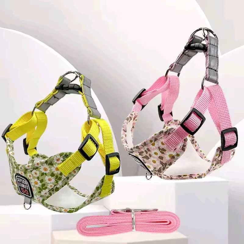 Soft Mesh Dog Harness and Leash Set NoChock Stepin Reflective Breathable Lightweight Easy Vest Harnesses with Safety Buckle J251129