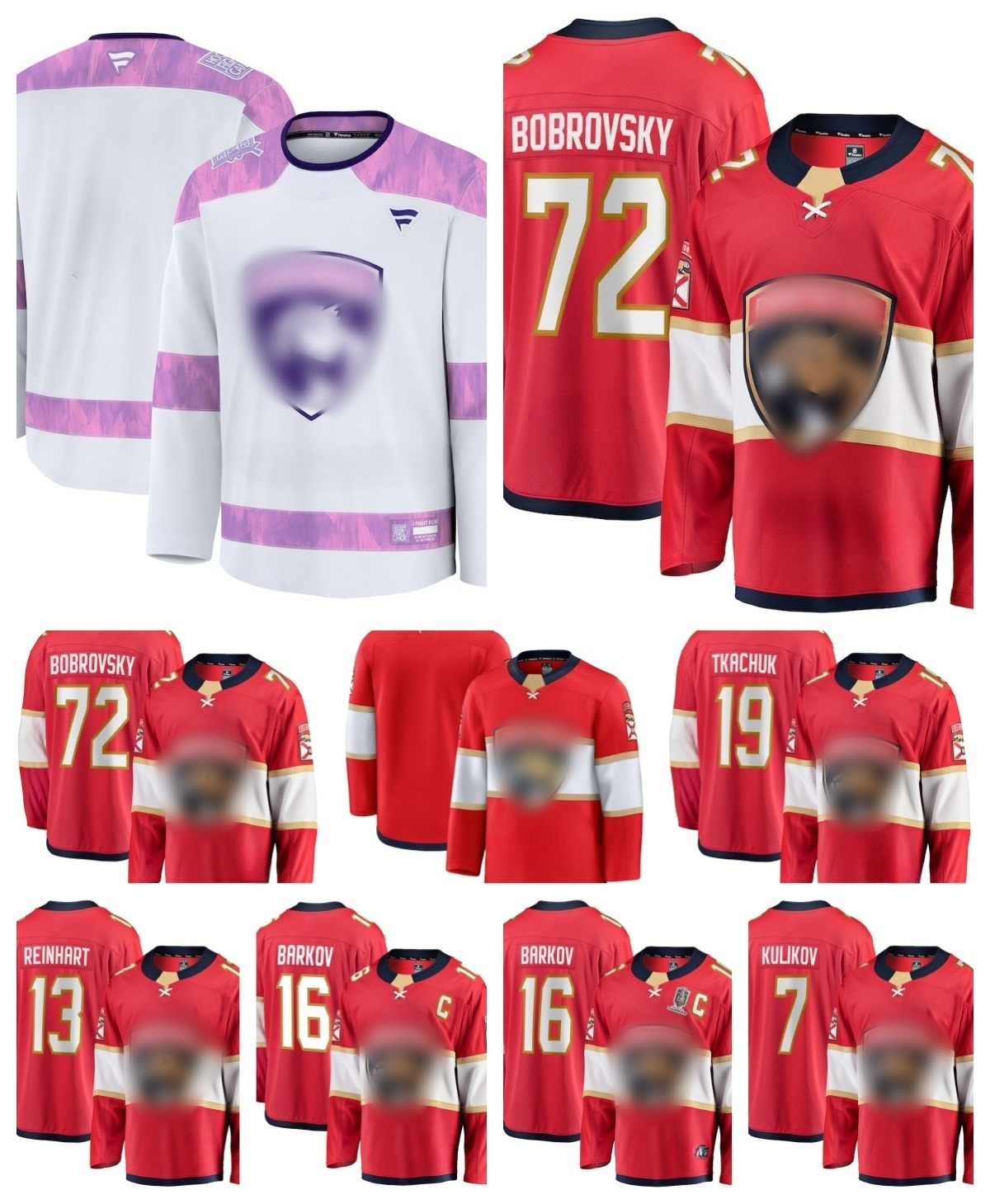 Panthers Aleksander Barkov Matthew Tkachuk Sergei Bobrovsky Sam Bennett Sam Reinhart Evan Rodrigues Custom hockey Jersey