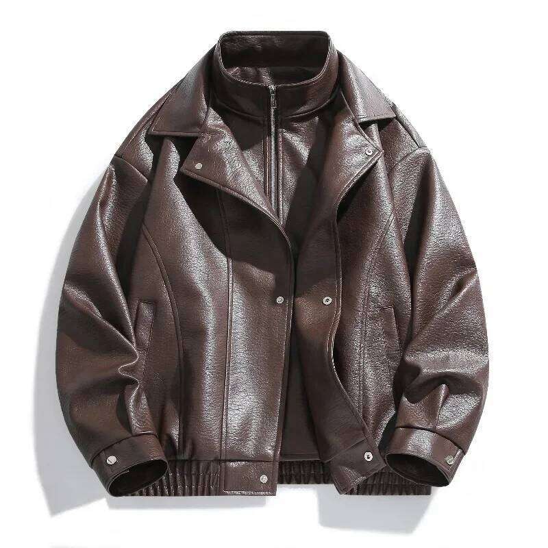 Leather Autumn Winter Outdoor Comfortable Warm Breathable Men's Jacket Sports Fiess Running Leisure Handsome Imitation