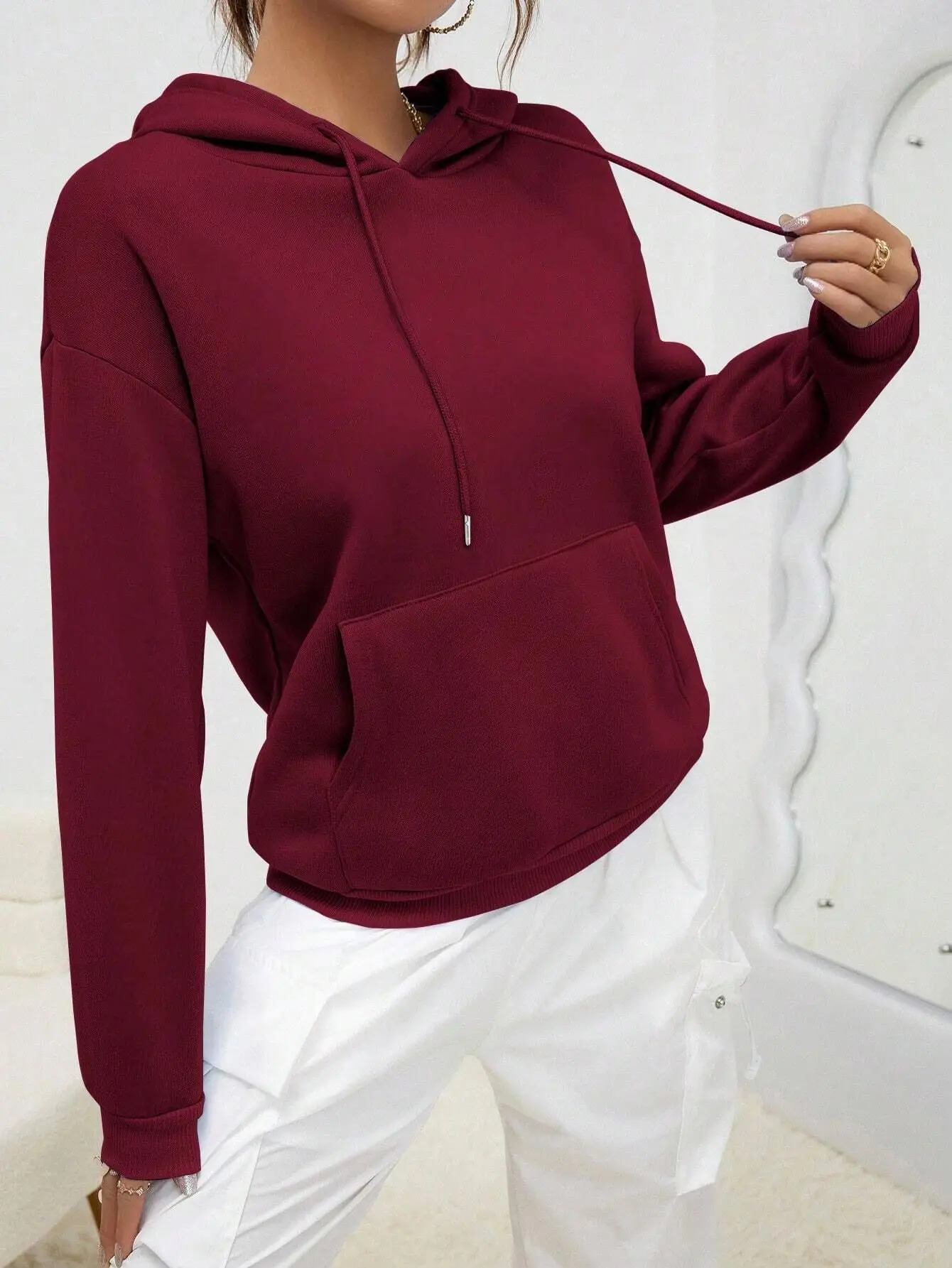 Solid Color Hoody For Female Autumn Fashionable Clothing Casual Fleece Pocket Hoodies Multicolor Unisex Women Streetwear 251030