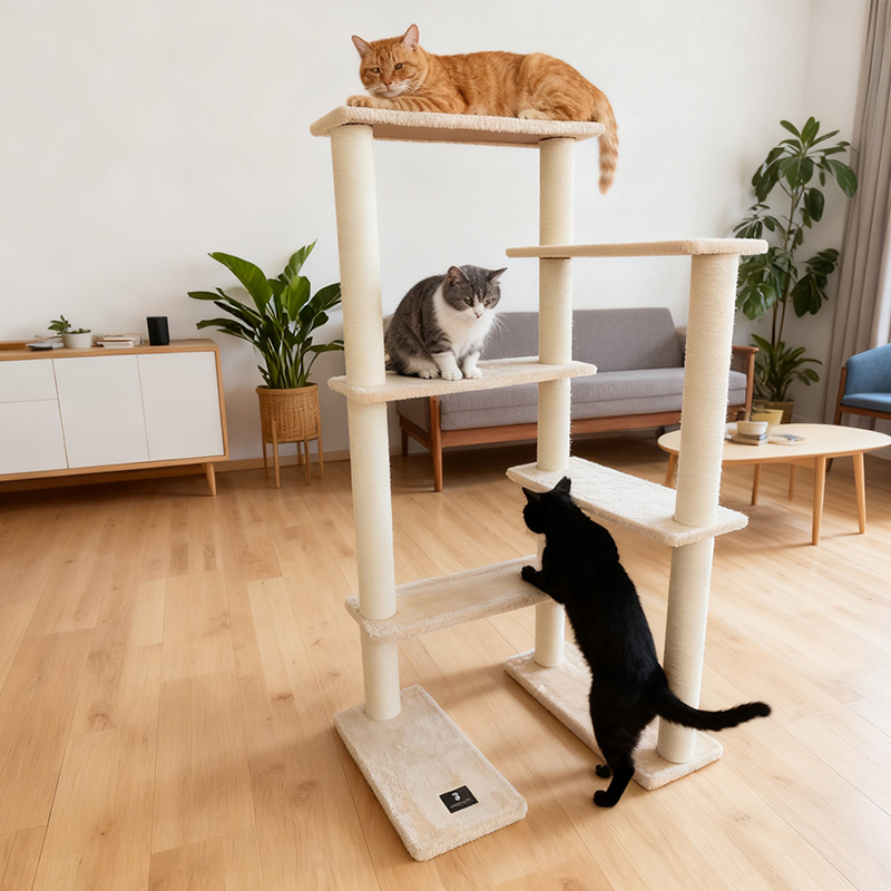 Versatile Indoor Jungle Gym for Cats Featuring Elevated Nap Spots, Tactile Vertical Surfaces & Easy Assembly