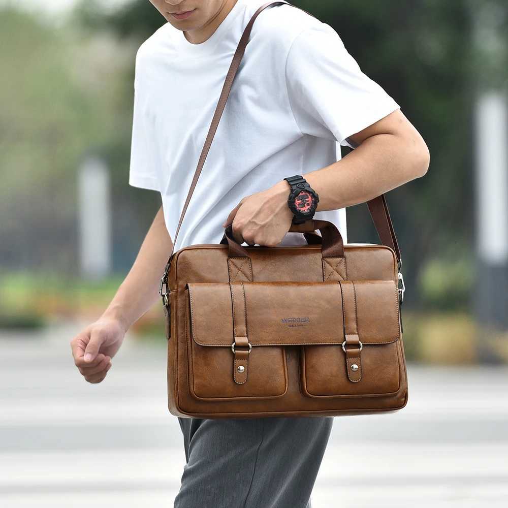 Mtiple Pockets Briefcase Mens Large Capacity Off Shoder Bag Waterproof Business Laptop Handbags Cmute Crossbody Bag Y251011