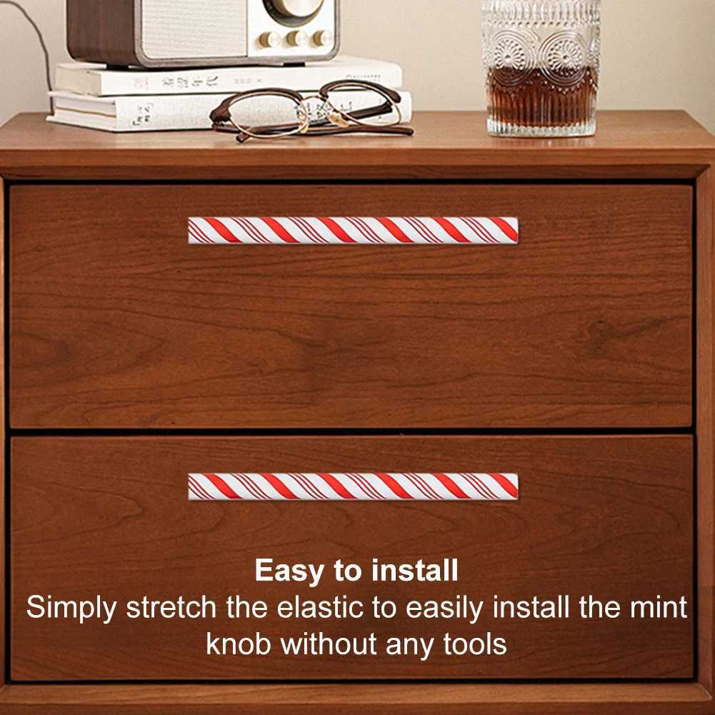 2Pcs Christmas Peppermint Knob Covers Decorative Cabinet Dresser Pulls Creative Door Handle Covers for Christmas Home Decoration C251030