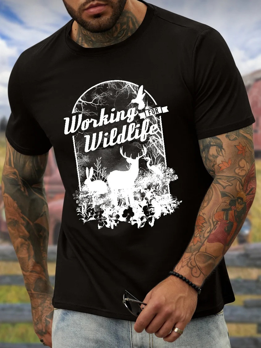 Wildlife Work Men's Crew Neck Casual Cotton Short-Sleeve T-Shirt - TT7376