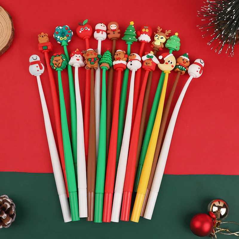 530Pcs Mixed Christmas Pens Cartoon Black Ink Writing Pen Kids New Year Gift Stationery 2025 Christmas Party Decor Supplies C251030