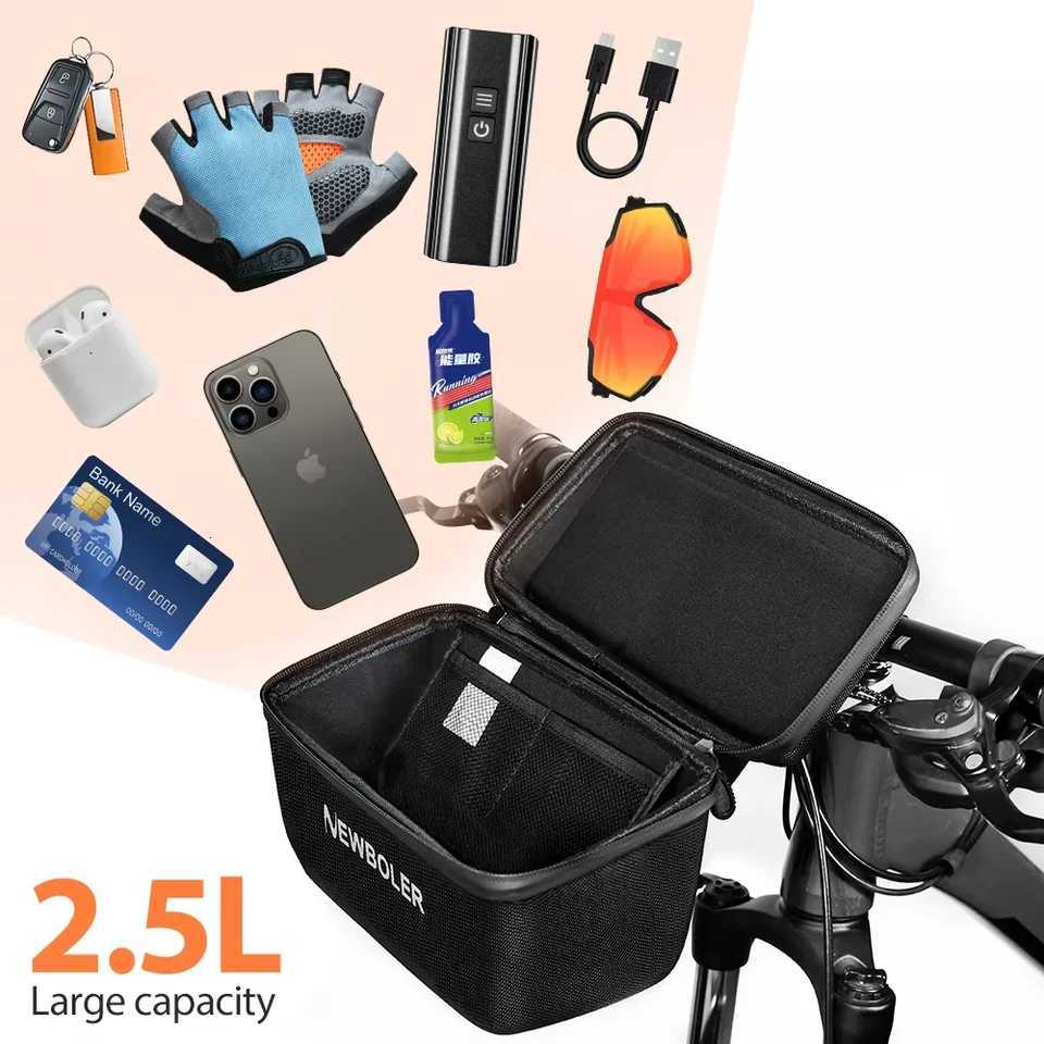 NEWBOLER Multifunctional Bike Front Bag 25L Waterproof Cycling Head Bag EVA Hard Shell Bicycle Handlebar Bag Cycling Accessorie H251029